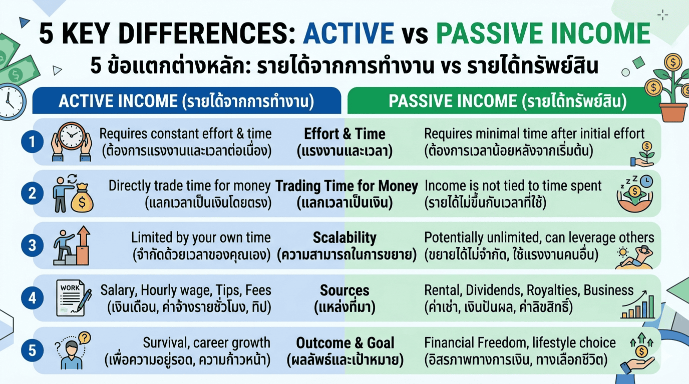 Active vs Passive Income ต่างกันอย่างไร
