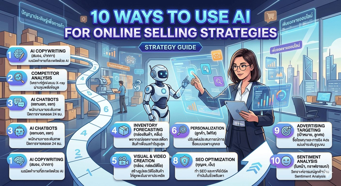 10 วิธีใช้ AI ขายของออนไลน์