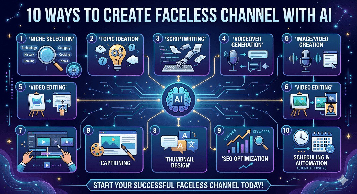 10 วิธีสร้าง faceless channel ด้วย AI