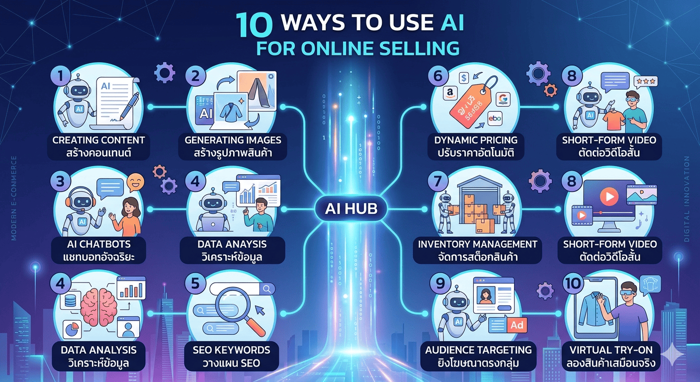 10 วิธีใช้ AI ขายของออนไลน์