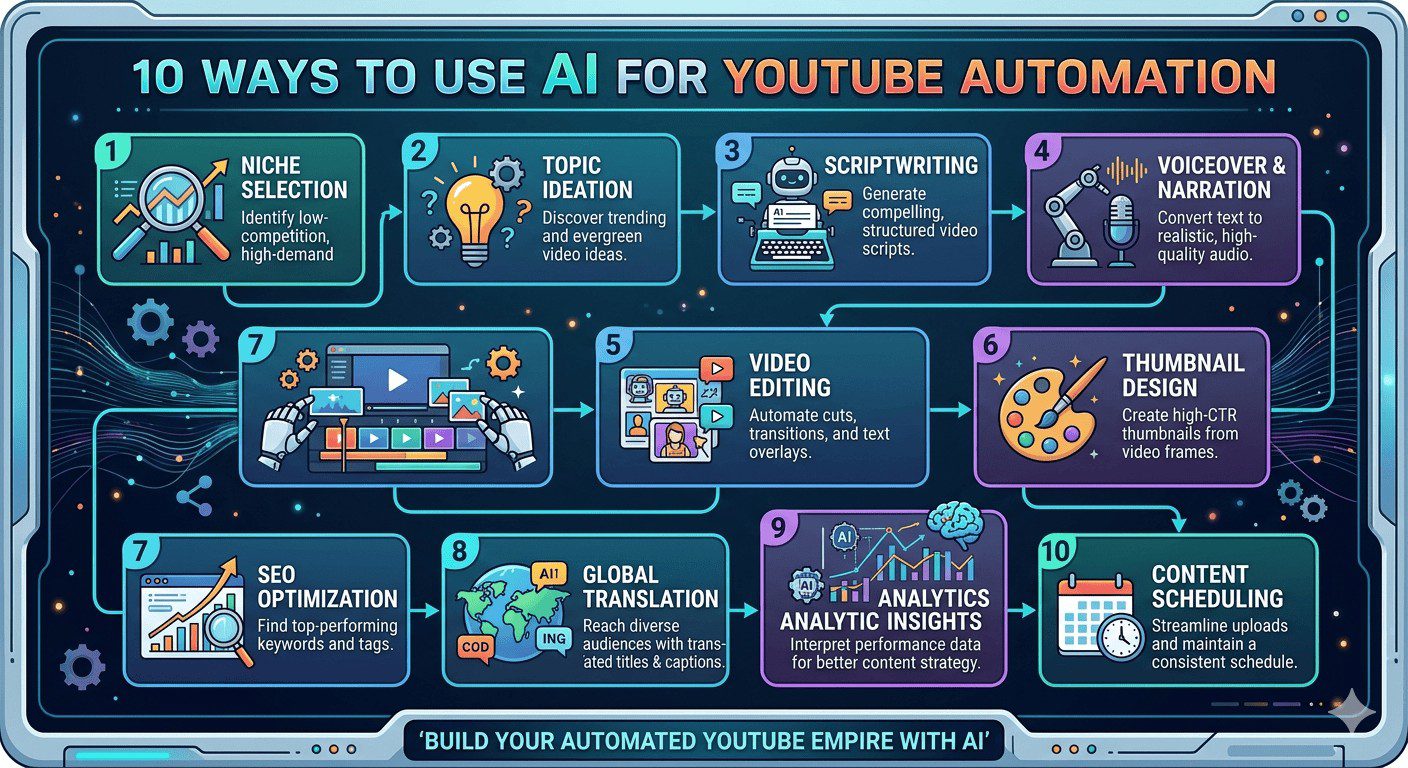 10 วิธีใช้ AI ทำ YouTube automation