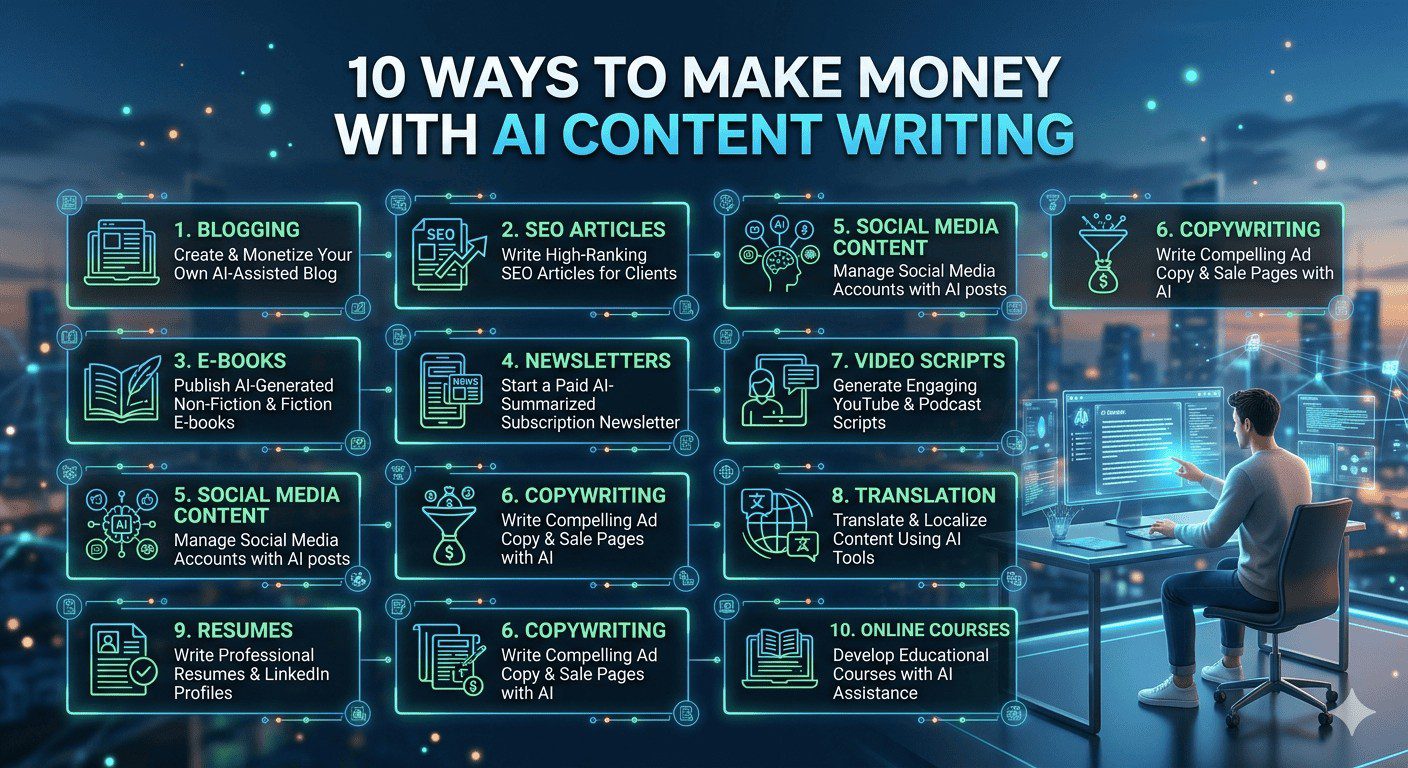10 วิธีใช้ AI เขียนคอนเทนต์หาเงิน